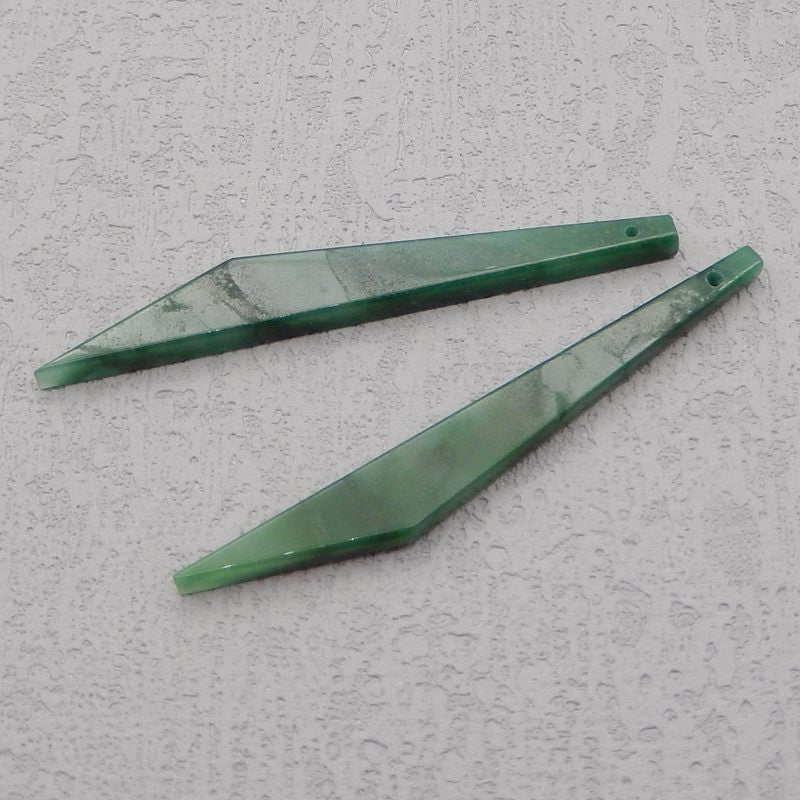 Natural African Jade Earring Beads 53*7*3mm, 4.2g