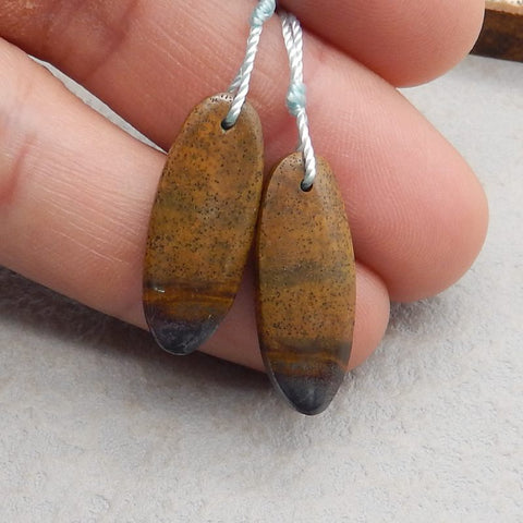 Natural Iron Tiger's Eye Earring Beads 26*10*4mm, 3.6g