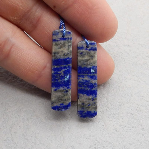 Natural Lapis Lazuli Earring Beads 36X11X4mm, 8.9g