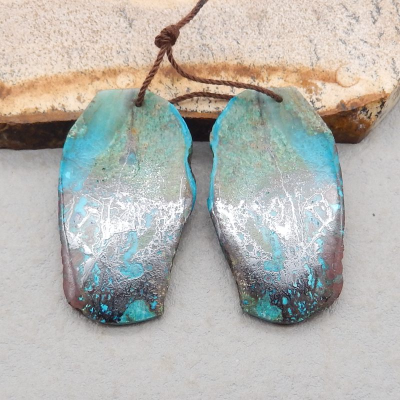 Natural Chrysocolla Earring Beads 41*23*5mm, 17.0g