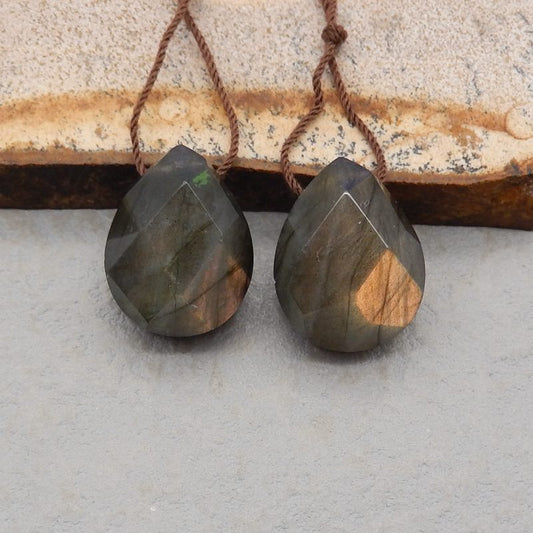 Natural Labradorite Earring Beads 20*16*10mm, 9.6g