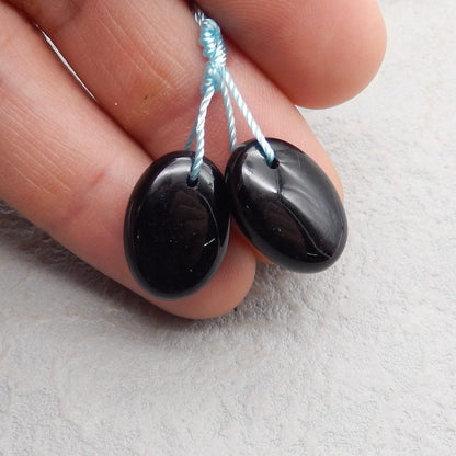 Natural Obsidian Earring Beads 22x13x5mm, 4.1g