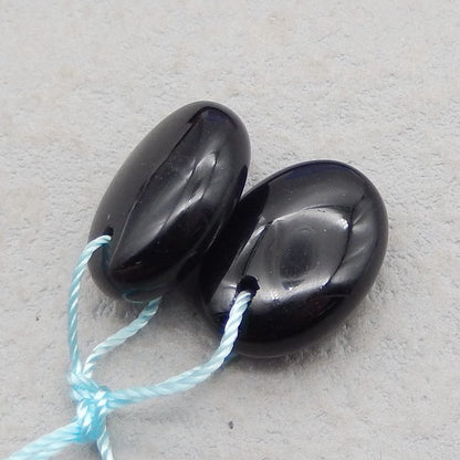 Natural Obsidian Earring Beads 22x13x5mm, 4.1g