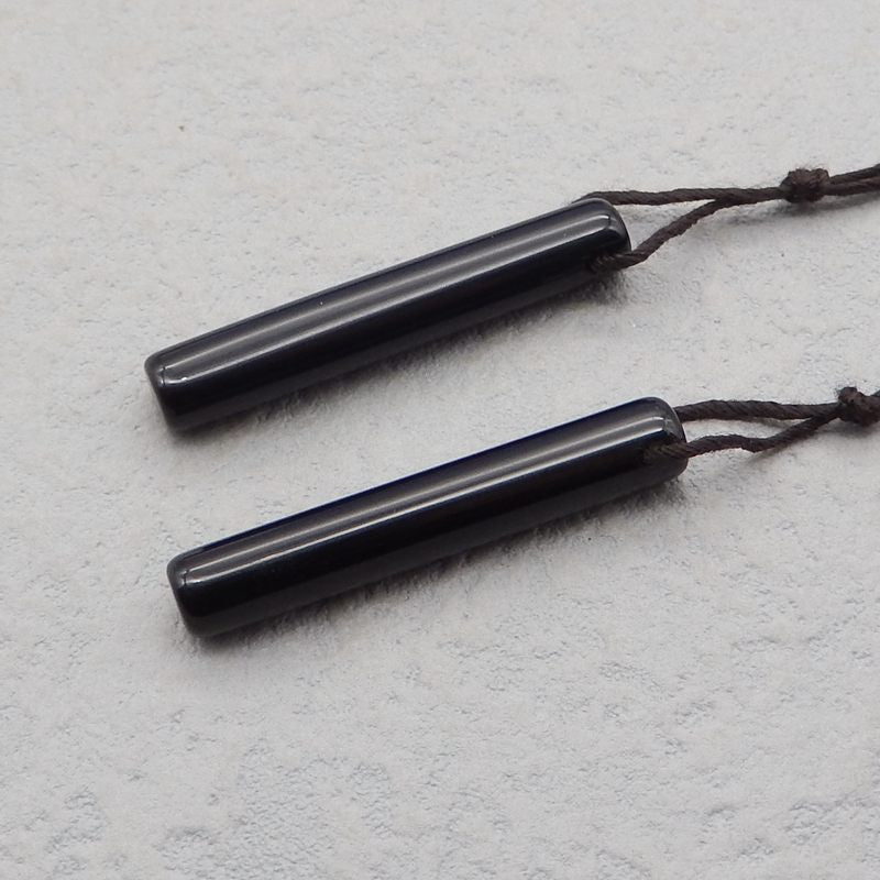 Natural Obsidian Earring Beads 28*4*4mm, 2.3g
