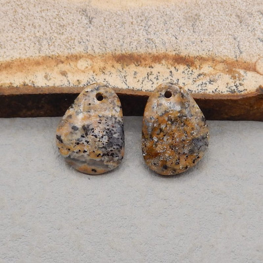 Natural Leopard Skin Jasper Earring Beads 18*14*4mm, 2.9g