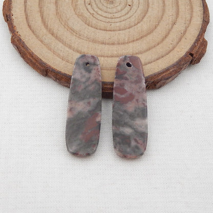 Natural African Blood Stone Earring Beads 30X10X4mm, 5.5g