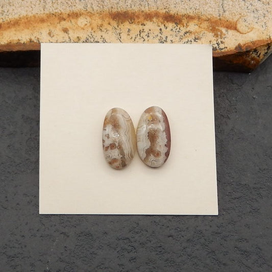 Natural Crazy Lace Agate Cabochons Paired 14*7*3mm, 1.9g