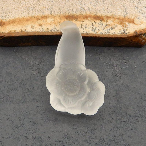 Natural White Quartz Carved flower Pendant Bead 41*22*10mm, 9.8g - Gomggsale