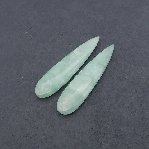 Green Onyx Teardrop Earrings Bead, Drilled Stone Earring Pair, 39x9x4mm, 4.4g
