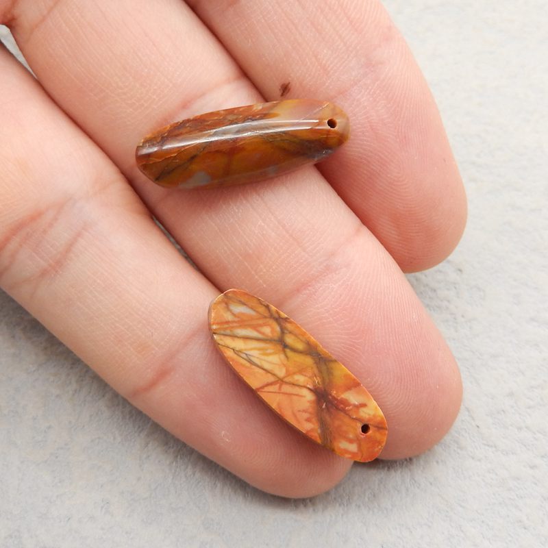 Natural Red Creek Jasper Earring Beads 25*9*5mm, 4.3g