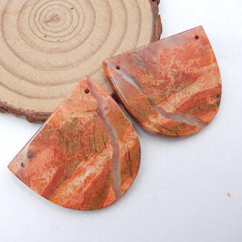 Natural Red River Jasper Earring Beads 30x35x3mm, 17g