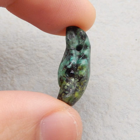 Natural African Turquoise Carved Wolf Head Pendant Bead 22*17*9mm, 3.5g