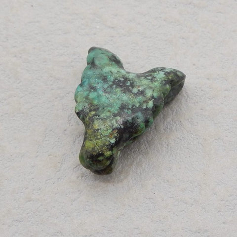 Natural African Turquoise Carved Wolf Head Pendant Bead 22*17*9mm, 3.5g