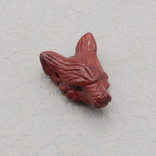 Natural Red River Jasper Carved wolf head Pendant Bead 23*17*9mm, 4.3g