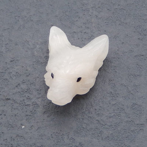Natural Rose Quartz Carved wolf head Pendant Bead 23*17*10mm, 4.4g