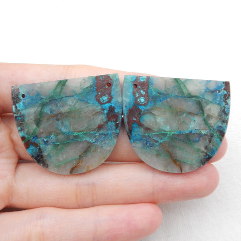 Natural Chrysocolla Earring Beads 29*35*3mm, 14.8g