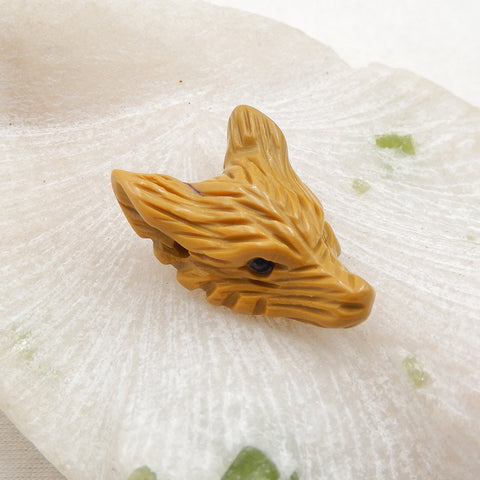 Natural Mookaite Jasper Carved wolf head Pendant Bead 32x23x11mm, 8.1g