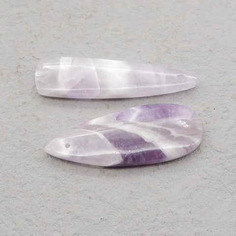 2 PCS Natural Amethyst Pendant Beads 42*11*5mm, 40*15*5mm, 9.3g