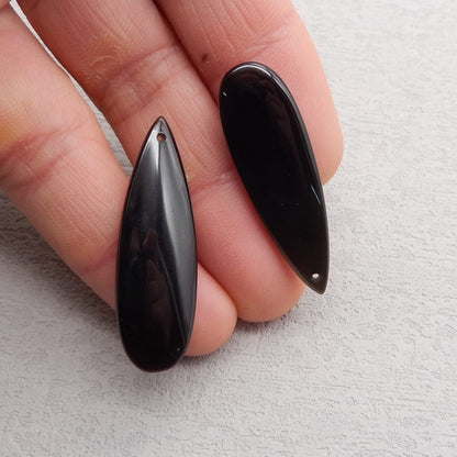 Natural Obsidian Earring Beads 41*13*5mm, 7.5g
