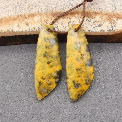 Natural Bumblebee Jasper Earring Beads 31*11*4mm, 4.6g - Gomggsale