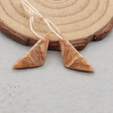 天然阿根廷菱锰矿宝石耳环一对,20x20x5mm,10.5g