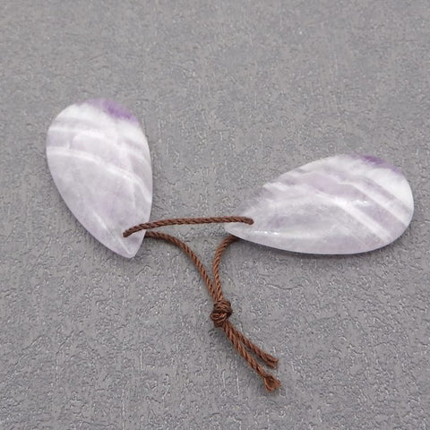 New Natural Stone Amethyst Teardrop Earring Beads, Drilled Stone Earrings, 30×17×4mm, 6g