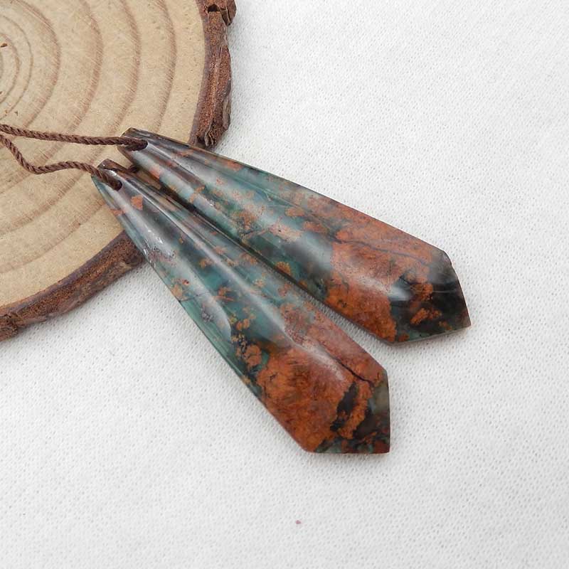 Natural Green Opal Earring Beads 43x11x4mm, 6.1g