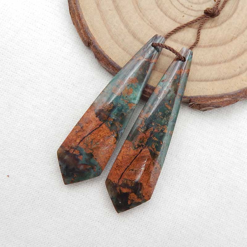 Natural Green Opal Earring Beads 43x11x4mm, 6.1g