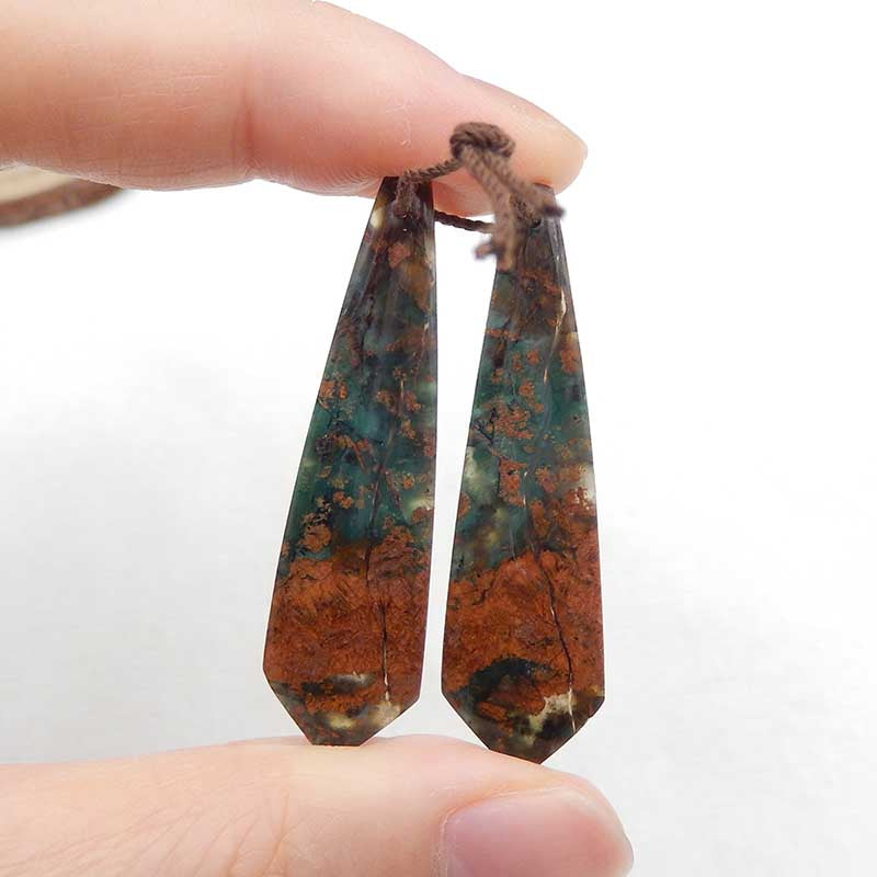 Natural Green Opal Earring Beads 43x11x4mm, 6.1g
