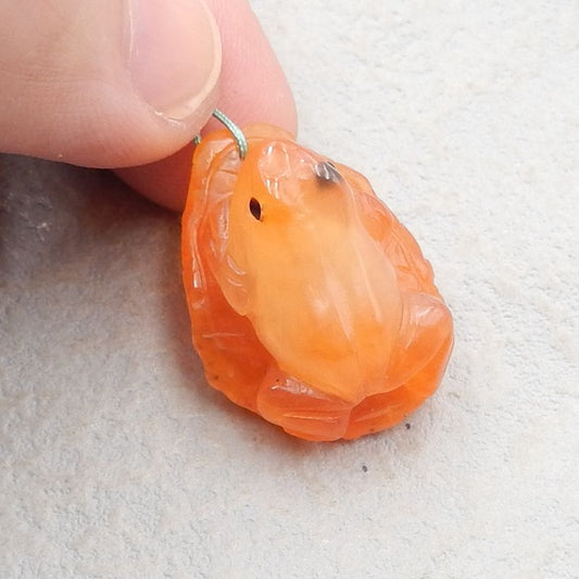 Natural Red Agate Carved frog Pendant Bead 28*20*18mm, 10.0g