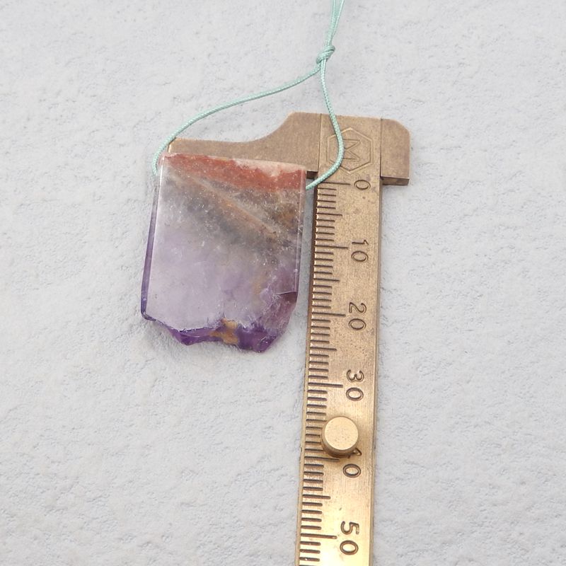 Natural Amethyst Pendant Bead 28*23*5mm, 8.2g