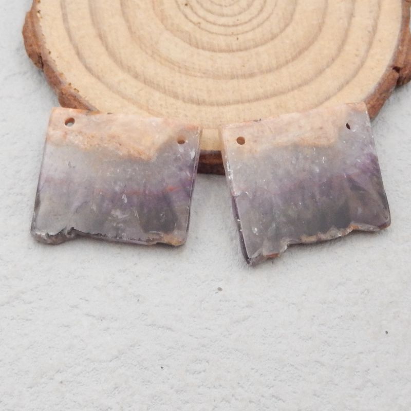 Natural Amethyst Earring Beads 22*20*3mm, 6.2g