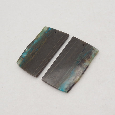 New Nugget Chrysocolla Gemstone Earring Beads, Natuaral Stone Jewelry, 34x19x2mm, 6.2g