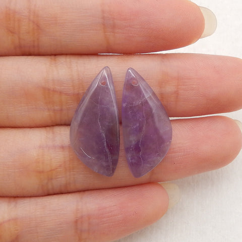 New Natural Stone Amethyst Earring Beads, Jewelry DIY Making,Purple Stone Earrings, 23x11x4mm,2.4g