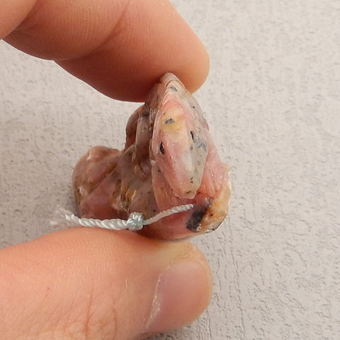 Natural Pink Opal Carved lizard Pendant Bead 60x25x10mm, 14.8g