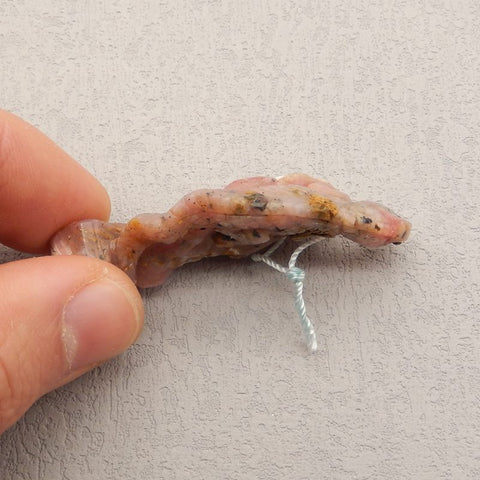 Natural Pink Opal Carved lizard Pendant Bead 60x25x10mm, 14.8g
