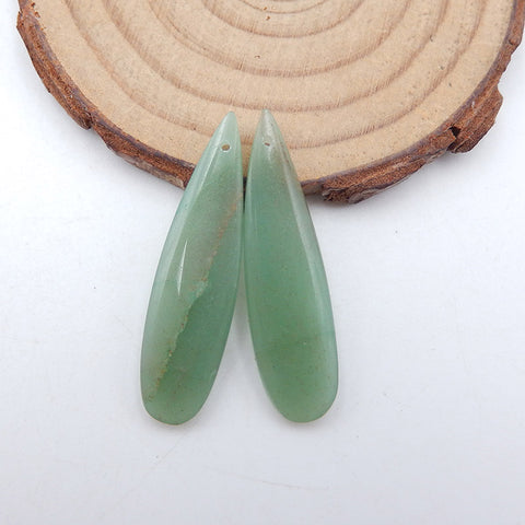 Paire de boucles d'oreilles en forme de goutte d'aventurine verte, pierre pour la fabrication de boucles d'oreilles, 40x9x4mm, 4.5g