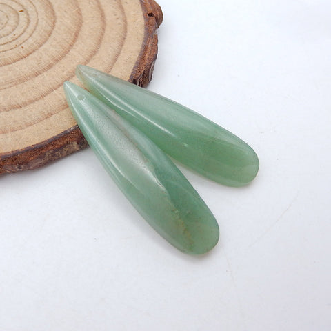 Paire de boucles d'oreilles en forme de goutte d'aventurine verte, pierre pour la fabrication de boucles d'oreilles, 40x9x4mm, 4.5g