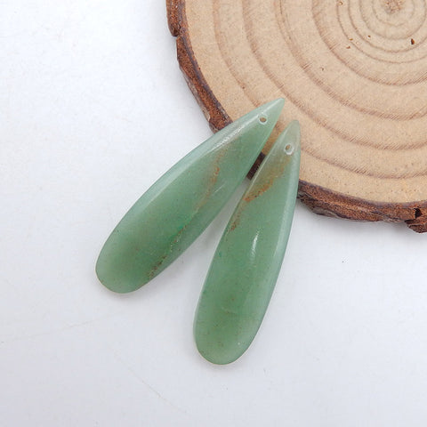 Paire de boucles d'oreilles en forme de goutte d'aventurine verte, pierre pour la fabrication de boucles d'oreilles, 40x9x4mm, 4.5g