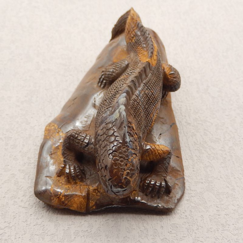 Natural Boulder Opal Carved lizard 96x58x45mm, 218.8g