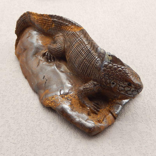 Natural Boulder Opal Carved lizard 96x58x45mm, 218.8g - Gomggsale