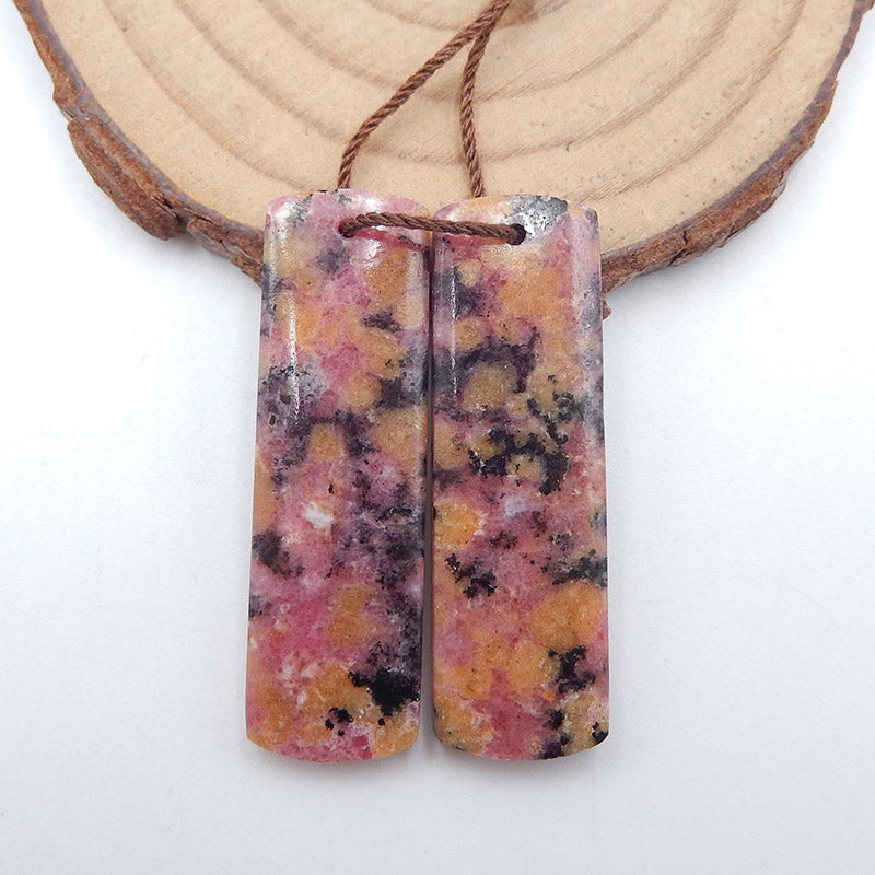 Natural Rhodonite Earring Beads 37x12x4mm, 11.5g