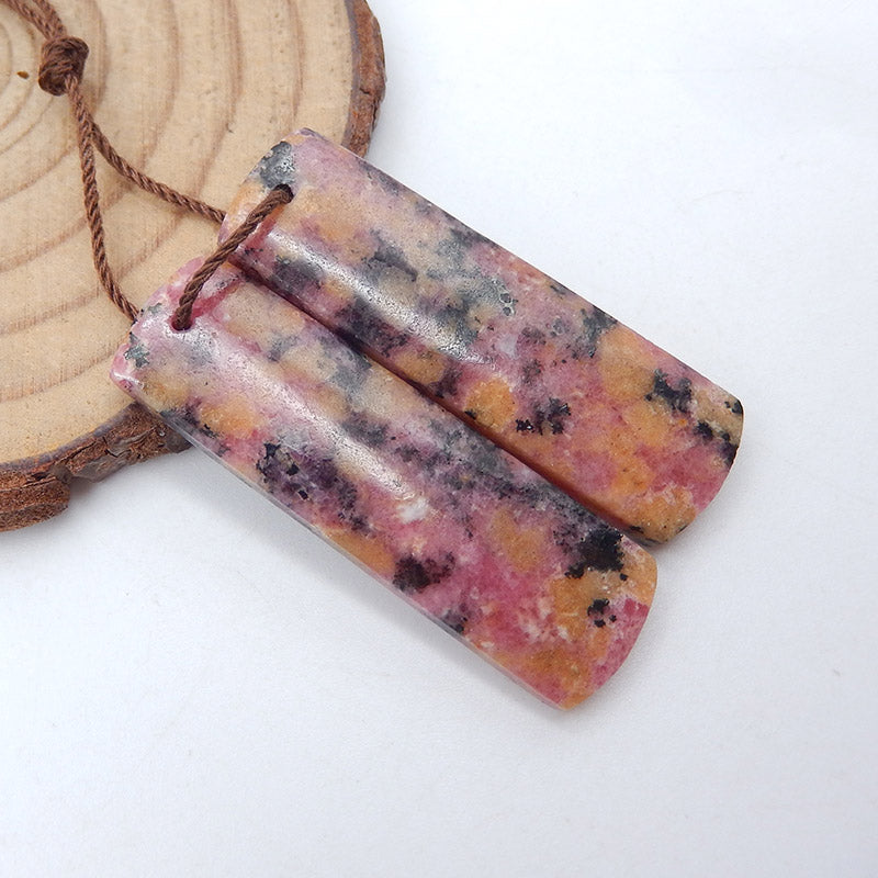 Natural Rhodonite Earring Beads 37x12x4mm, 11.5g