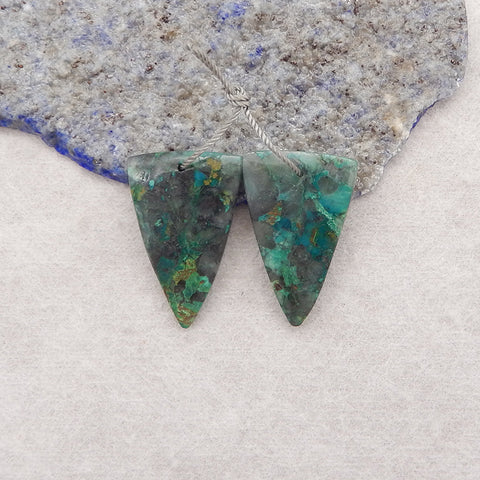 Natural Chrysocolla Gemstone Earring Beads, Popular Earrings Pair,26x17x5mm, 5.5g
