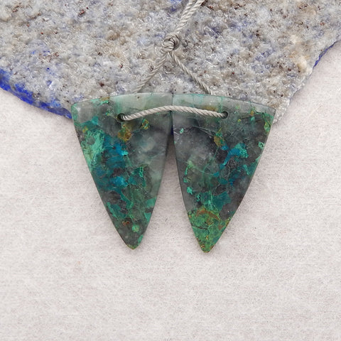Natural Chrysocolla Gemstone Earring Beads, Popular Earrings Pair,26x17x5mm, 5.5g