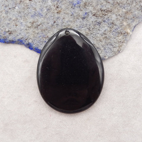 Natural Obsidian Gemstone Pendant Bead,Drill Gemstone Pendant, Handmade Pendant Gift, 44×35×6mm, 14.1g