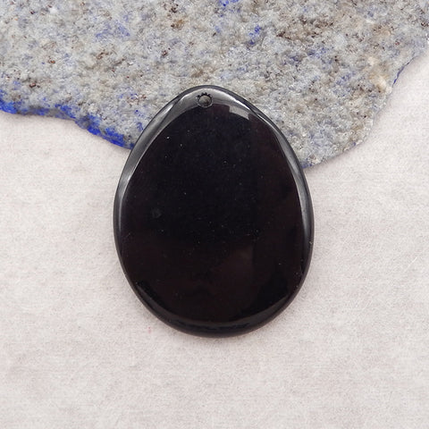 Natural Obsidian Gemstone Pendant Bead,Drill Gemstone Pendant, Handmade Pendant Gift, 44×35×6mm, 14.1g