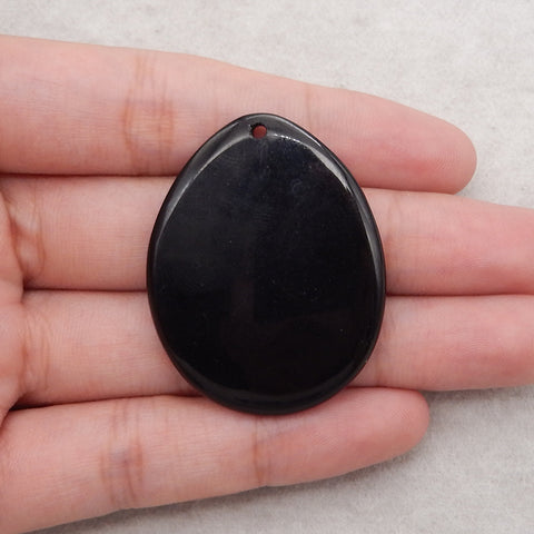 Natural Obsidian Gemstone Pendant Bead,Drill Gemstone Pendant, Handmade Pendant Gift, 44×35×6mm, 14.1g