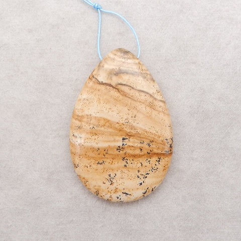 Natural Picture Jasper Gemstone Pendant,Drill Gemstone Pendant, Handmade Pendant Gift, 59×40×7mm, 25.8g