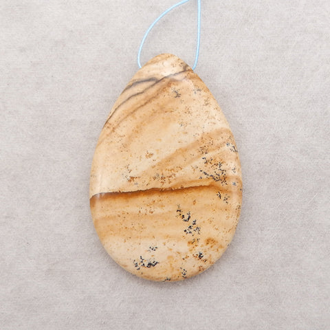 Natural Picture Jasper Gemstone Pendant,Drill Gemstone Pendant, Handmade Pendant Gift, 59×40×7mm, 25.8g